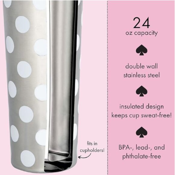 ♠️ kate spade ♠️ Stainless Steel 24oz Tumbler NWT - Picture 6 of 11